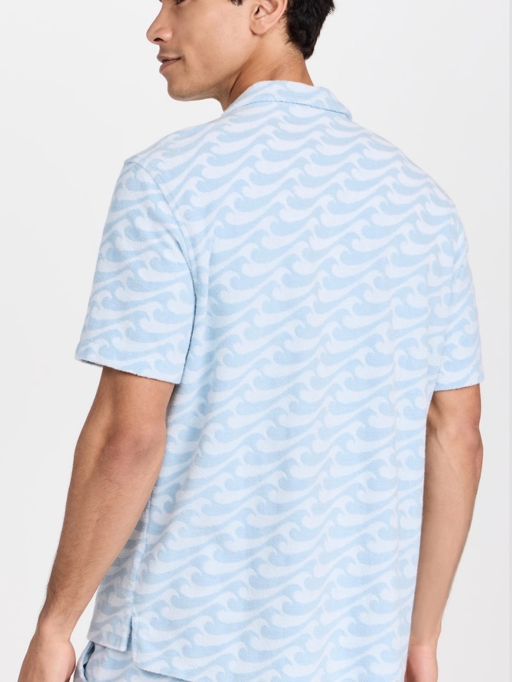 Faherty Cabana Towel Terry Shirt - In Endless Peaks -Blue resort wear - vacation - Picture 2 of 10
